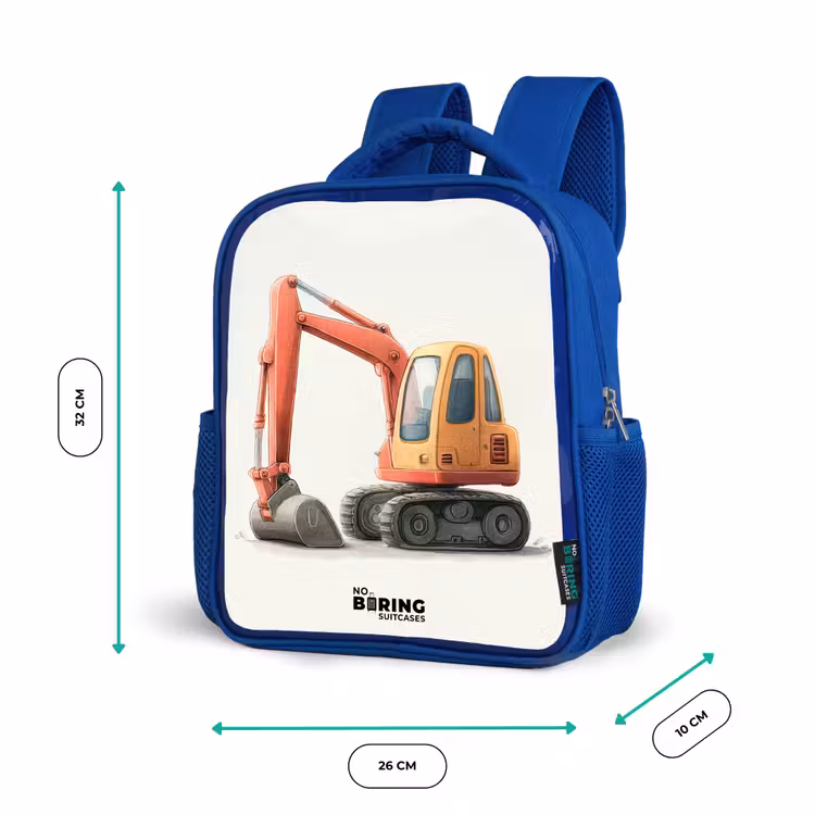 Kinderrugzak - Blauw - Graafmachine - Getekend - Oranje — 5