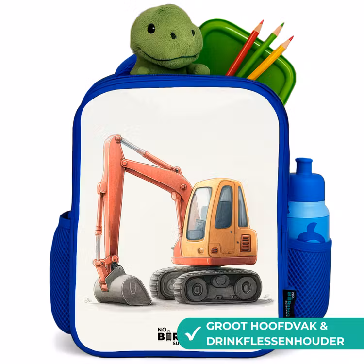 Kinderrugzak - Blauw - Graafmachine - Getekend - Oranje — 6