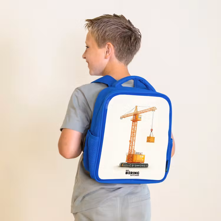 Kinderrugzak - Blauw - Torenkraan - Getekend - Oranje — 3