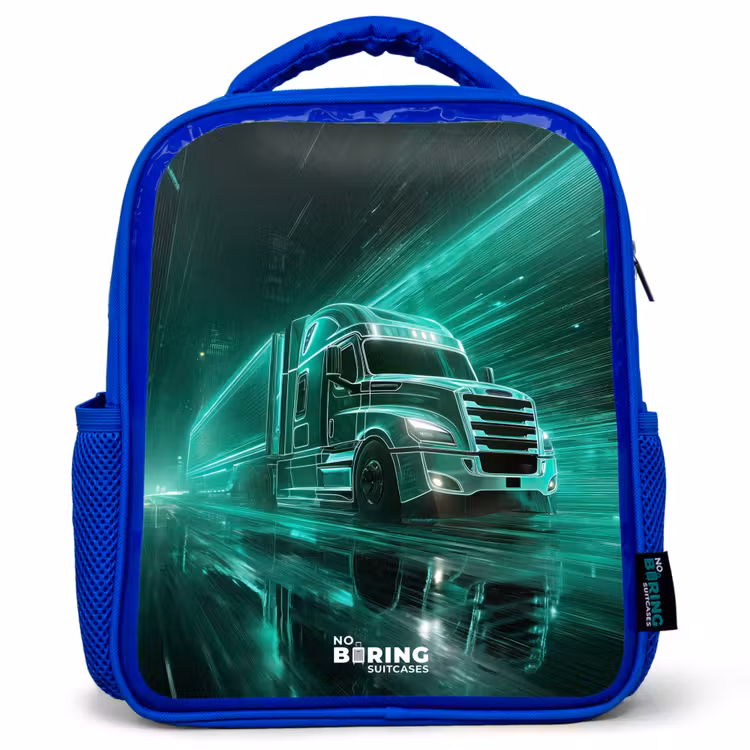 Kinderrugzak - Blauw - Vrachtwagen - Neon - Groen - Stad — 1