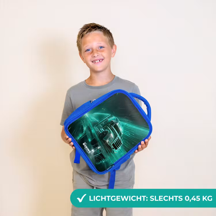 Kinderrugzak - Blauw - Vrachtwagen - Neon - Groen - Stad — 2