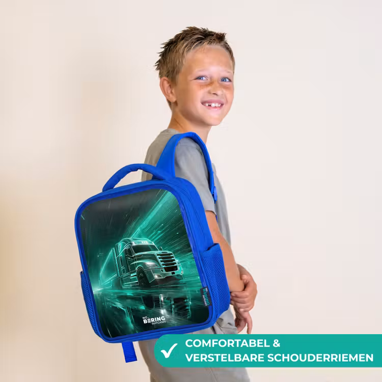 Kinderrugzak - Blauw - Vrachtwagen - Neon - Groen - Stad — 4