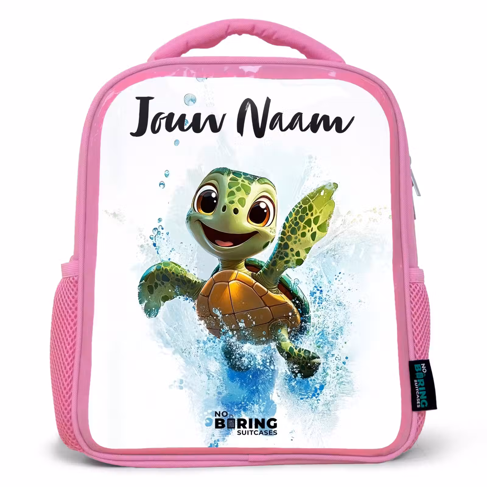 Kinderrugzak met naam - Roze - Schildpad - Water - Groen — 1