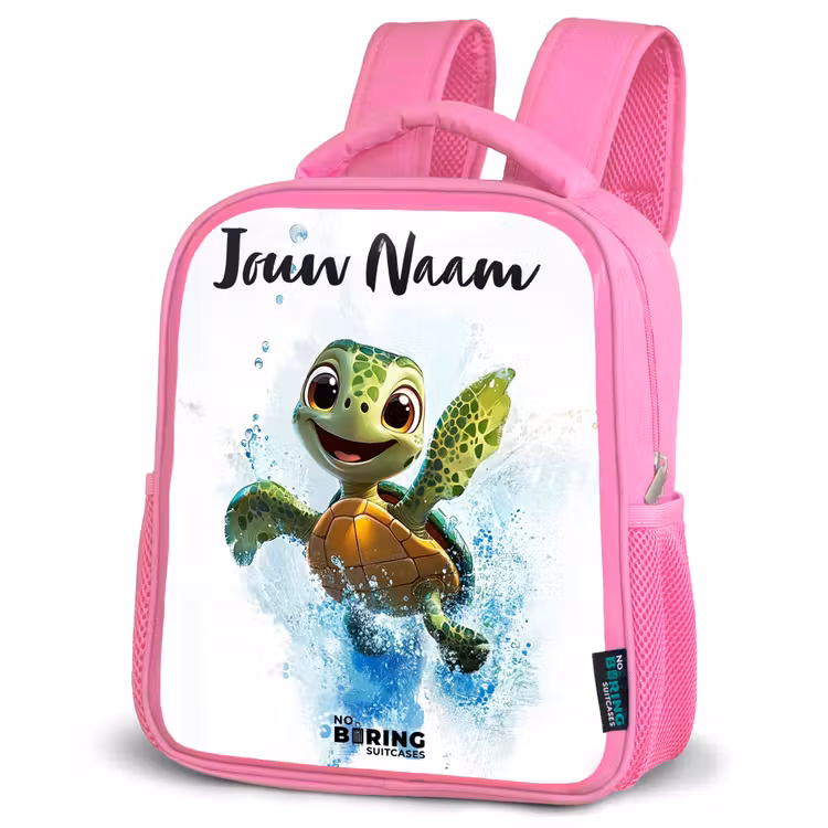 Kinderrugzak met naam - Roze - Schildpad - Water - Groen — 4