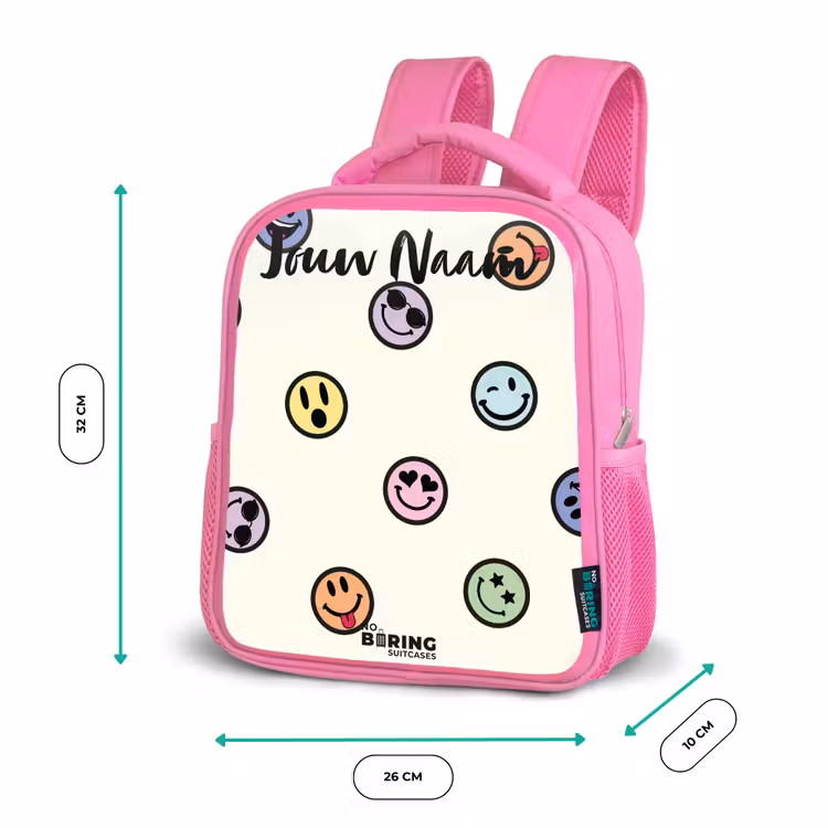 Kinderrugzak met naam - Roze - Speelse smiley-mix — 3