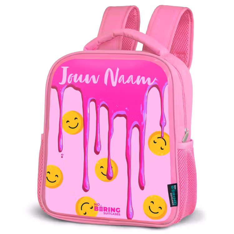 Kinderrugzak met naam - Roze - Verf - Smiley - Roze — 4