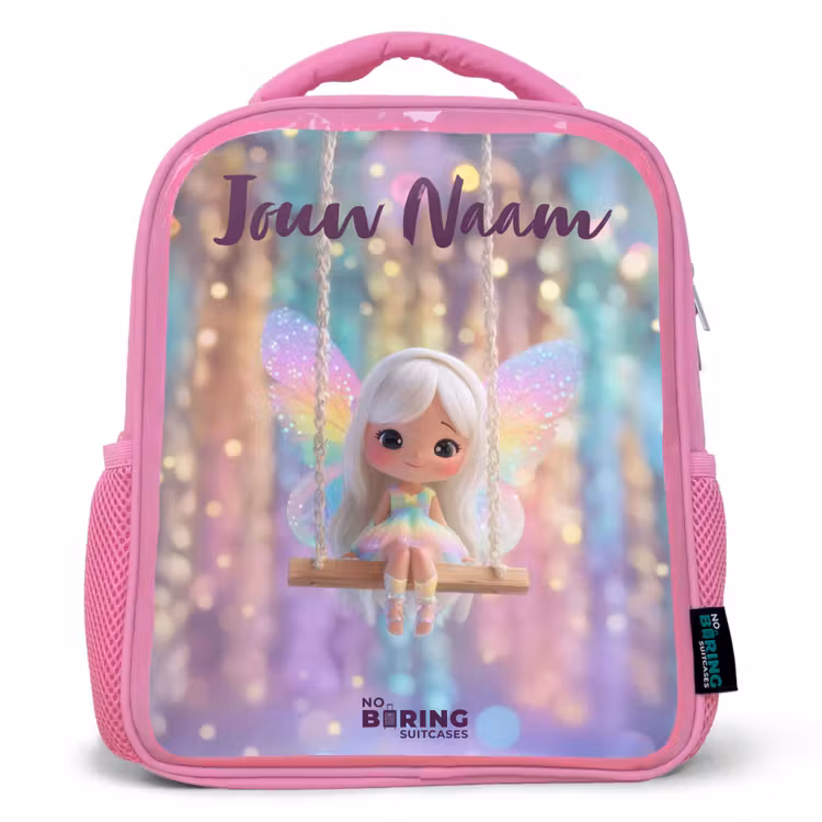 Kinderrugzak met naam - Roze - Fee - Elf - Regenboog — 1