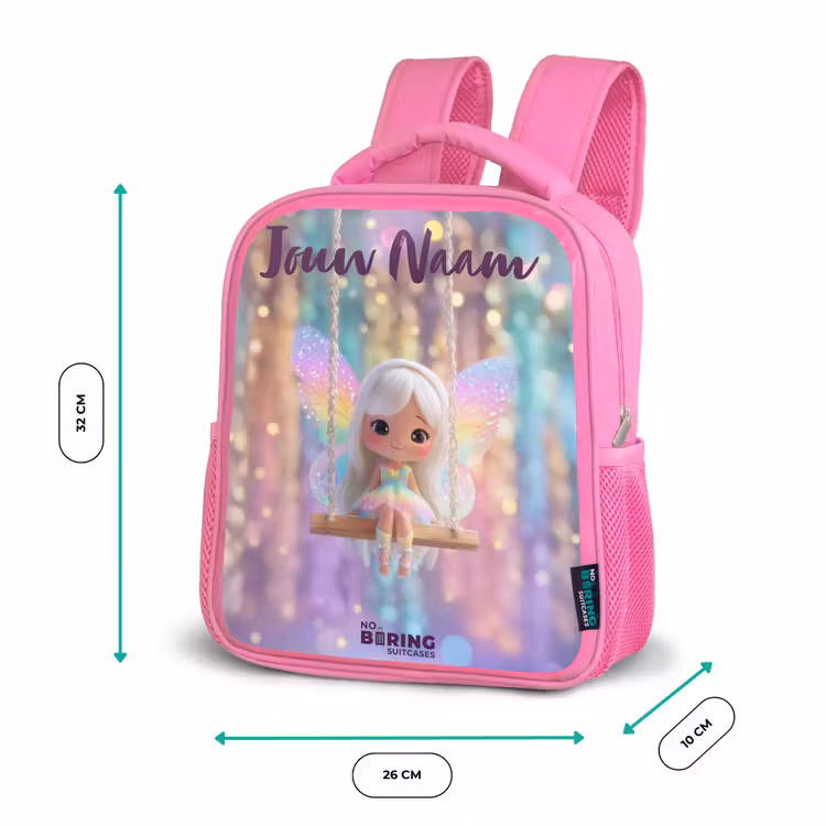 Kinderrugzak met naam - Roze - Fee - Elf - Regenboog — 3