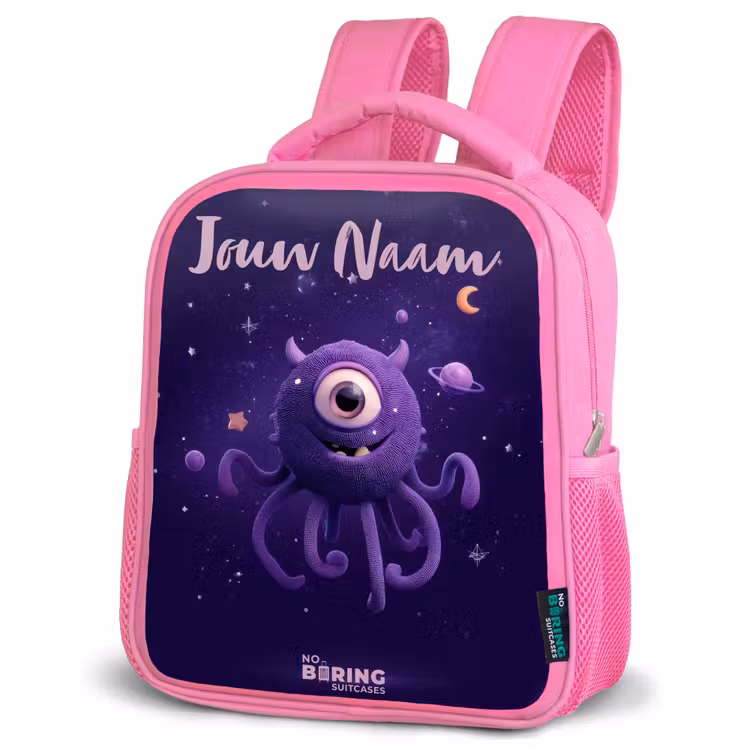 Kinderrugzak met naam - Roze - Kosmisch tentakelmonster â 4