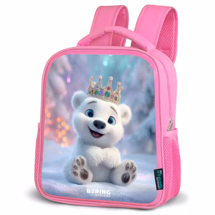 Kinderrugzak - Roze - IJsbeer - Kroon - Winter — 4