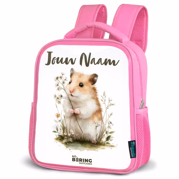 Kinderrugzak met naam - Roze - Dier - Natuur - Hamster — 4