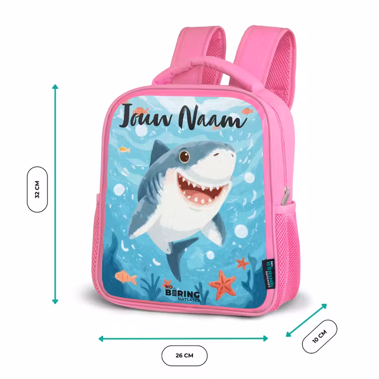 Kinderrugzak met naam - Roze - Haai - Water - Zee — 3