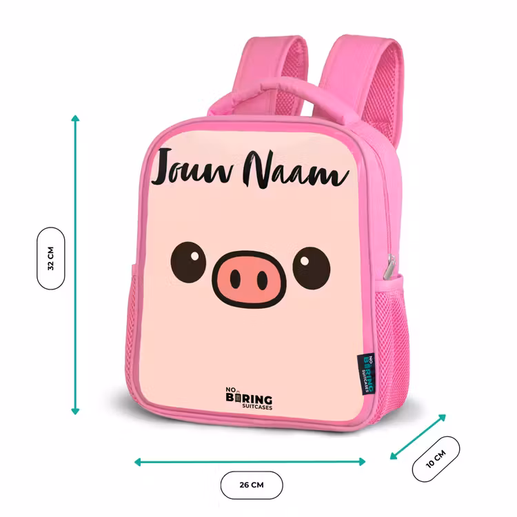 Kinderrugzak met naam - Roze - Kawai - Varken - Roze — 3