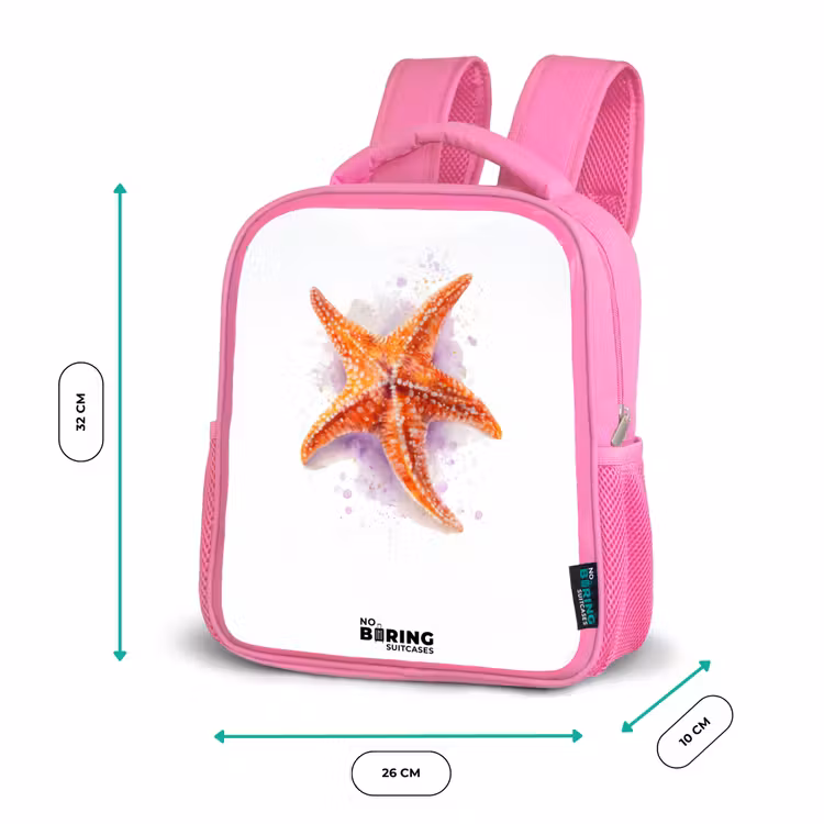 Kinderrugzak - Roze - Oranje Zeester Illustratie — 3