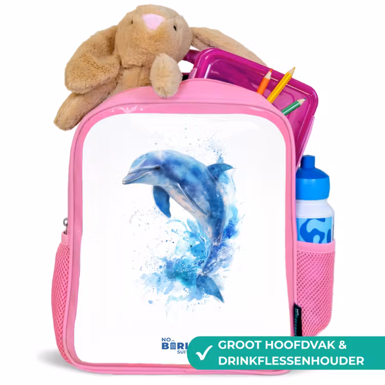 Kinderrugzak - Roze - Springende blauwe dolfijn β 2