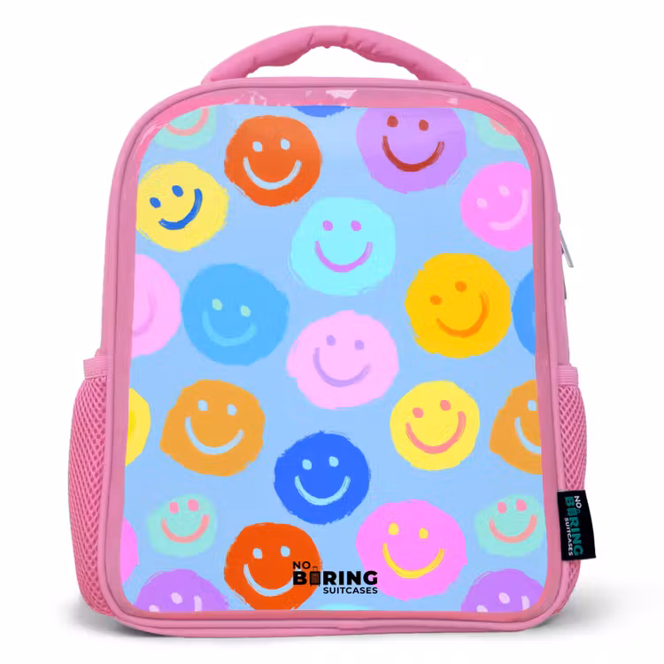 Kinderrugzak - Roze - Vrolijk patroon van smileys — 1
