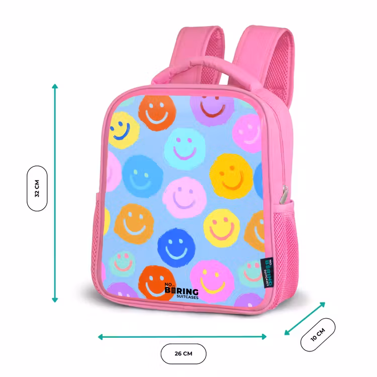 Kinderrugzak - Roze - Vrolijk patroon van smileys — 3