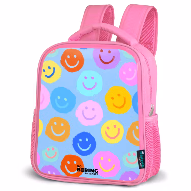 Kinderrugzak - Roze - Vrolijk patroon van smileys — 4