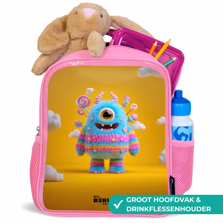 Kinderrugzak - Roze - Snoep - Monster - Regenboog — 2