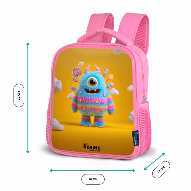 Kinderrugzak - Roze - Snoep - Monster - Regenboog — 3
