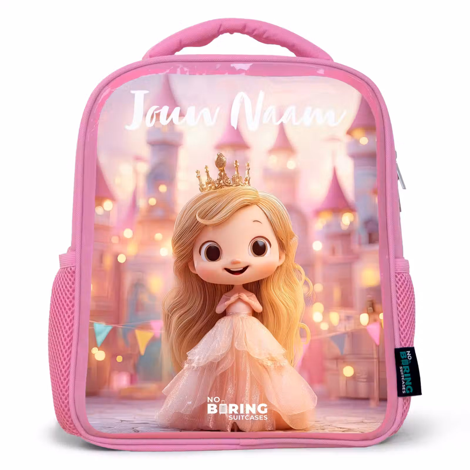 Kinderrugzak met naam - Roze - Prinses - Roze - Kasteel — 1
