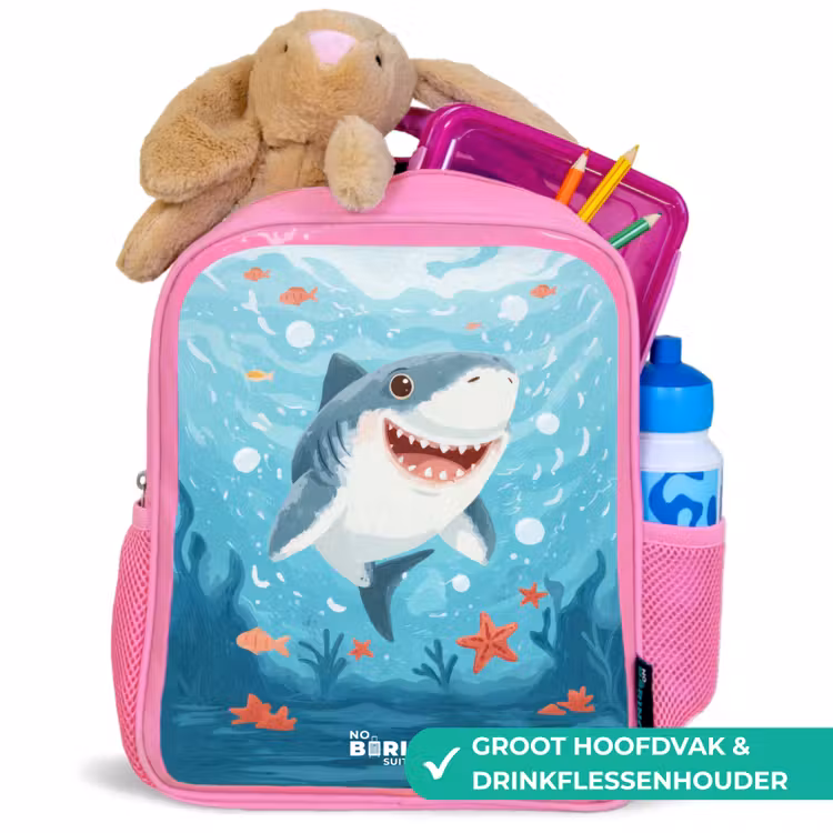 Kinderrugzak - Roze - Haai - Water - Zee — 2
