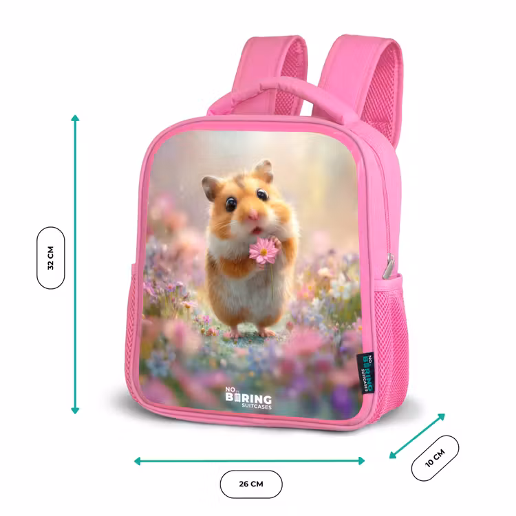 Kinderrugzak - Roze - Hamster - Bloem - Natuur - Dier — 3