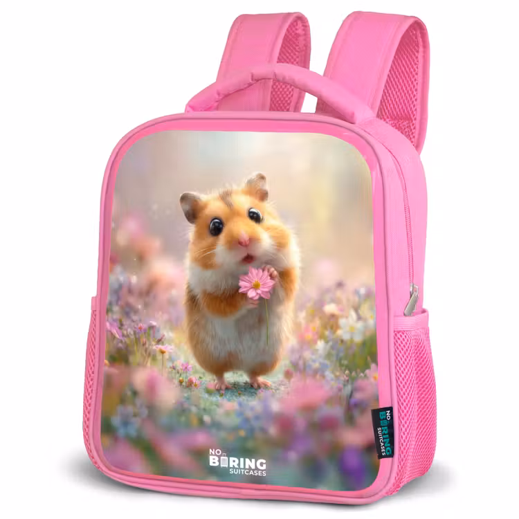 Kinderrugzak - Roze - Hamster - Bloem - Natuur - Dier — 4