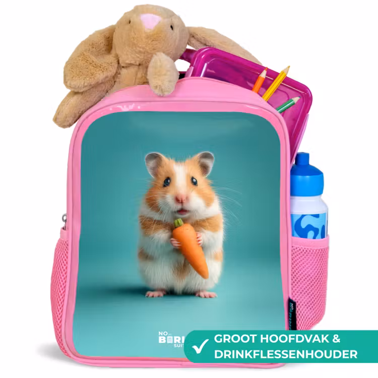 Kinderrugzak - Roze - Hamster - Wortel - Dier — 2