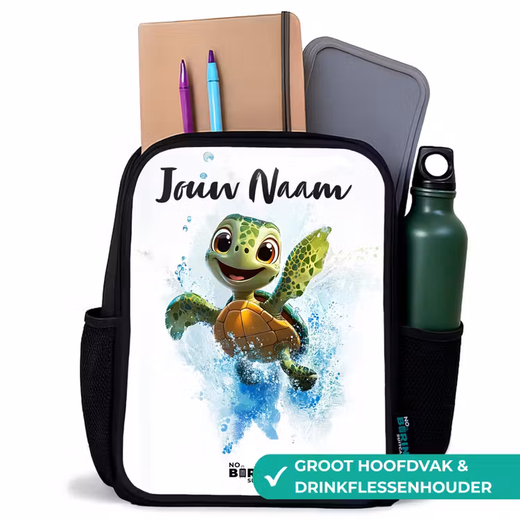 Kinderrugzak met naam - Zwart - Schildpad - Water - Groen — 4