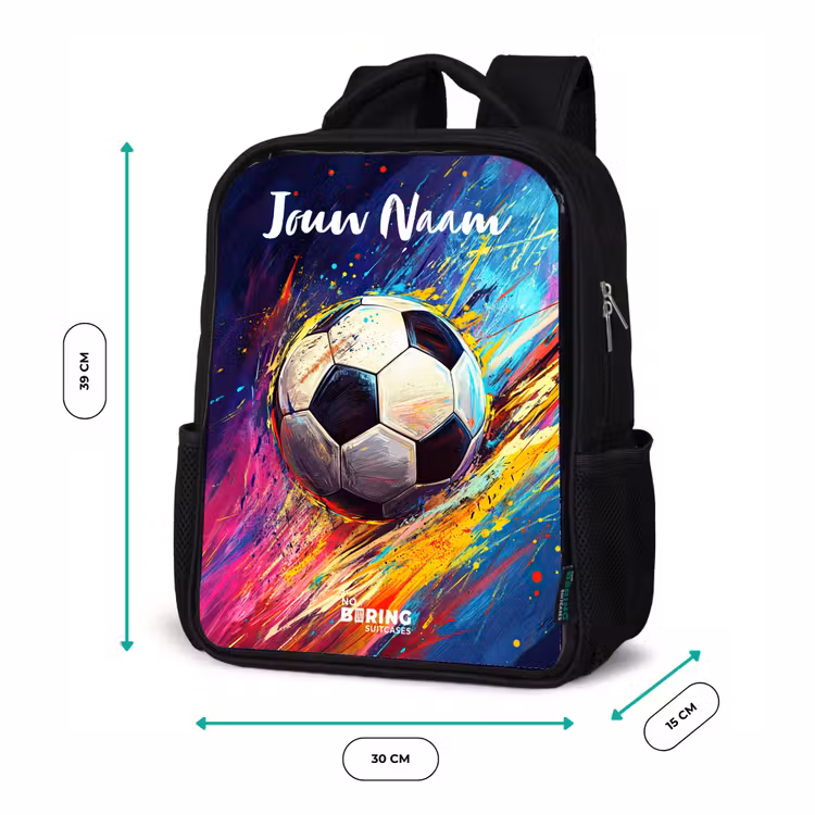 Kinderrugzak met naam - Zwart - Neon - Voetbal - Kleurrijk — 5