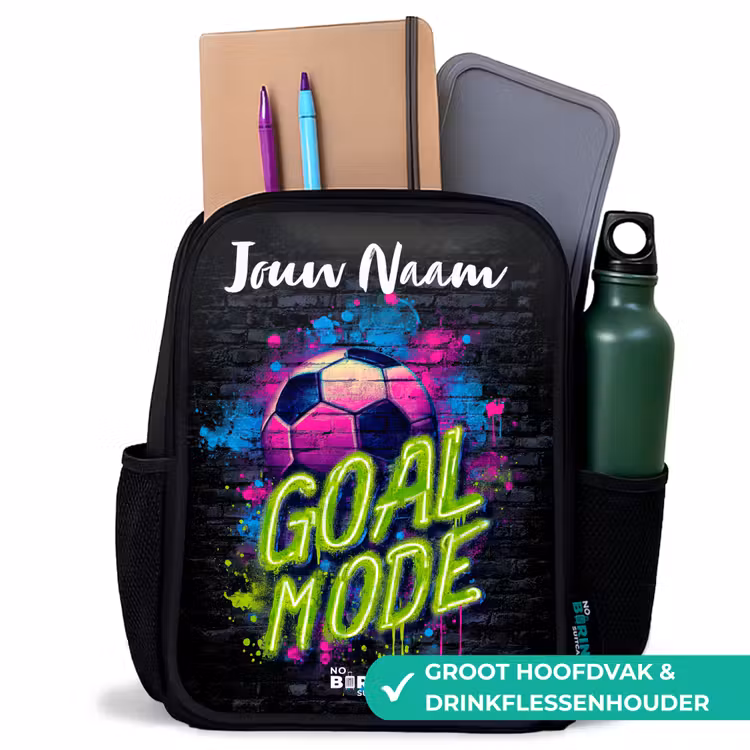 Kinderrugzak met naam - Zwart - Neon - Graffiti - Voetbal - Kleurrijk β 4