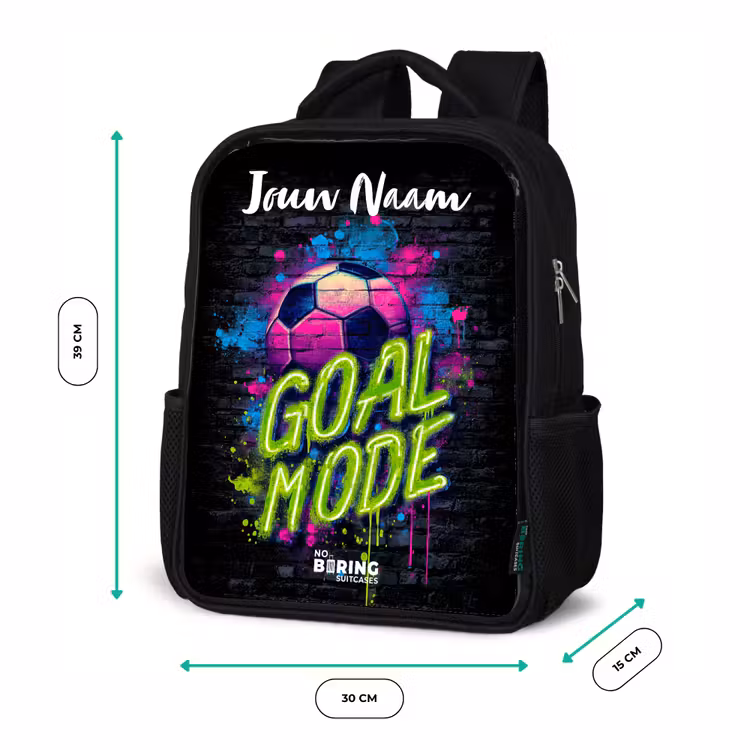 Kinderrugzak met naam - Zwart - Neon - Graffiti - Voetbal - Kleurrijk β 5