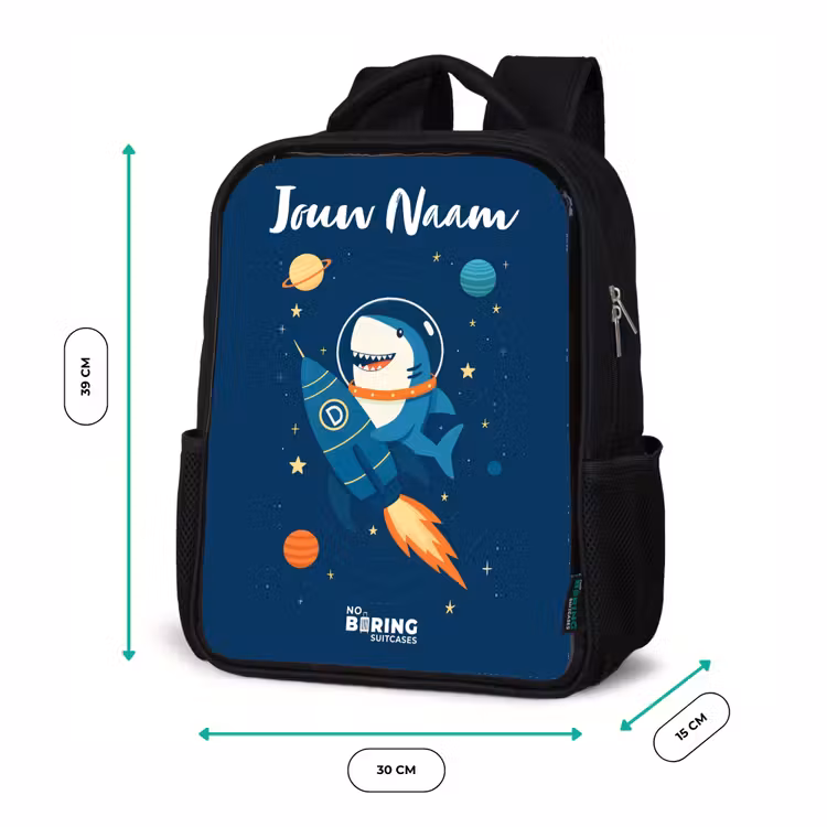 Kinderrugzak met naam - Zwart - Dier - Ruimte - Planeet - Raket — 5