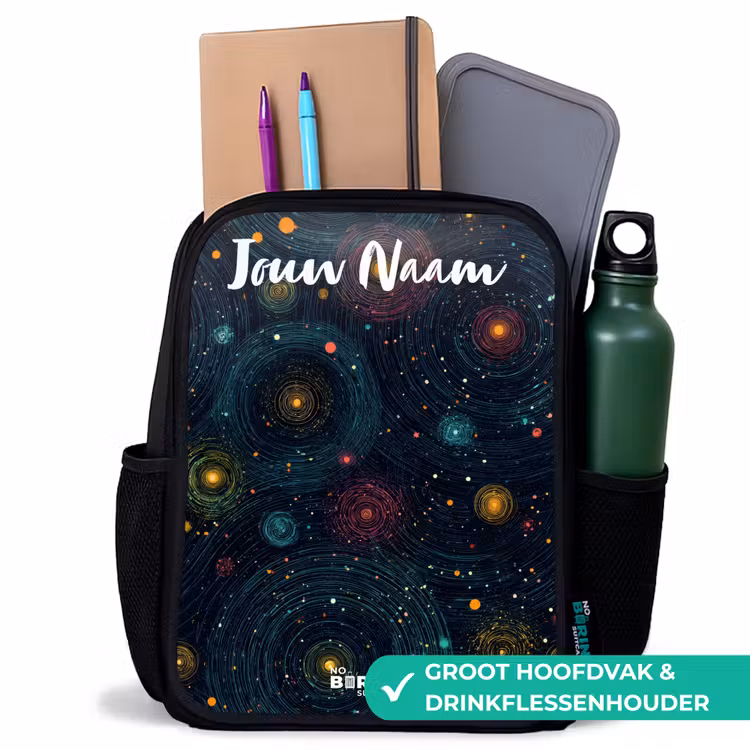 Kinderrugzak met naam - Zwart - Sterren - Planeten - Kleurrijk — 4