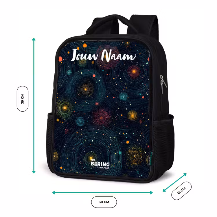 Kinderrugzak met naam - Zwart - Sterren - Planeten - Kleurrijk — 5