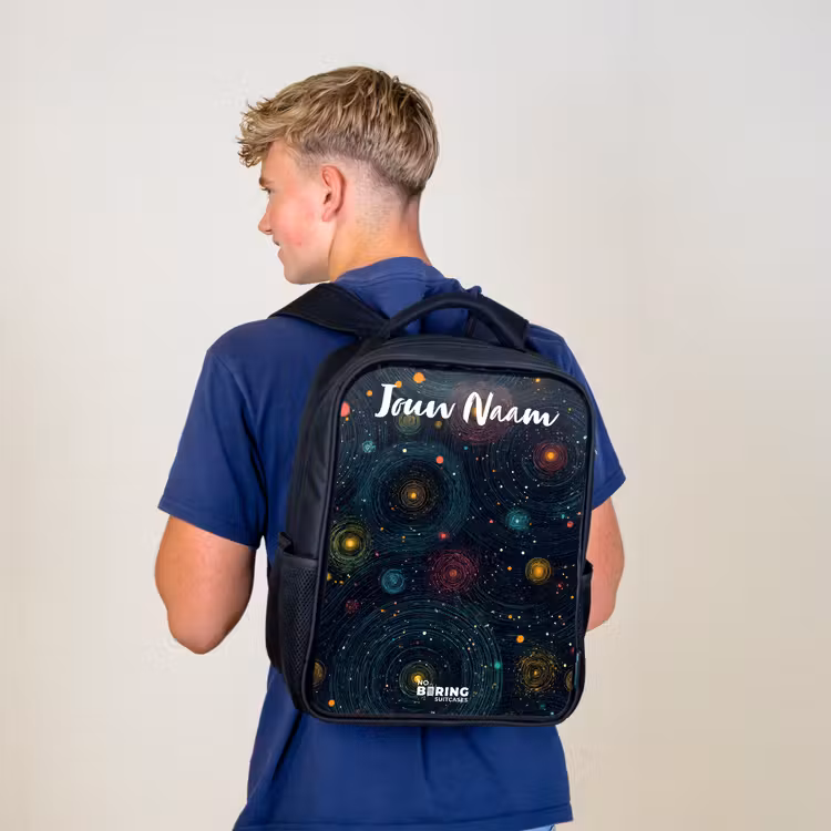 Kinderrugzak met naam - Zwart - Sterren - Planeten - Kleurrijk — 6