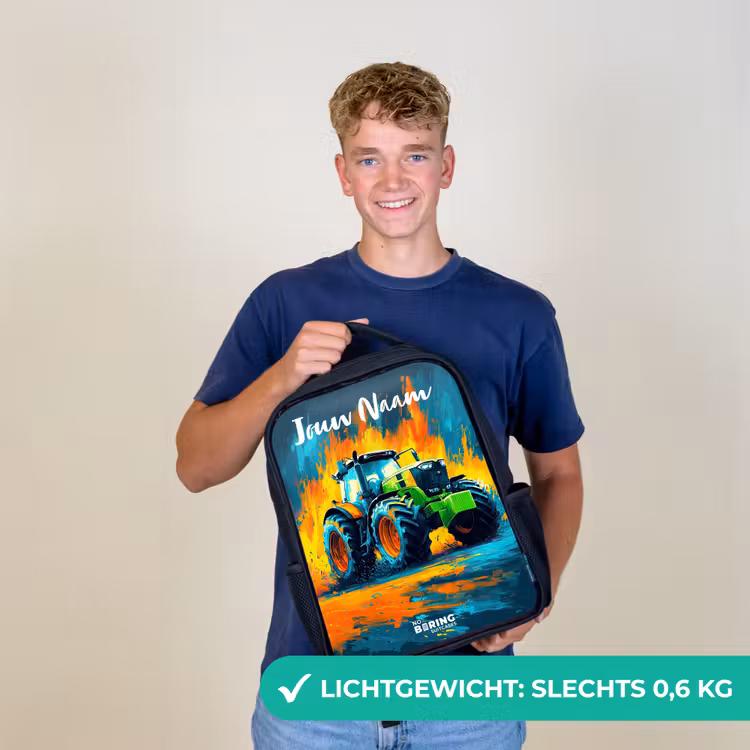 Kinderrugzak met naam - Zwart - Abstract - Tractor - Groen β 2