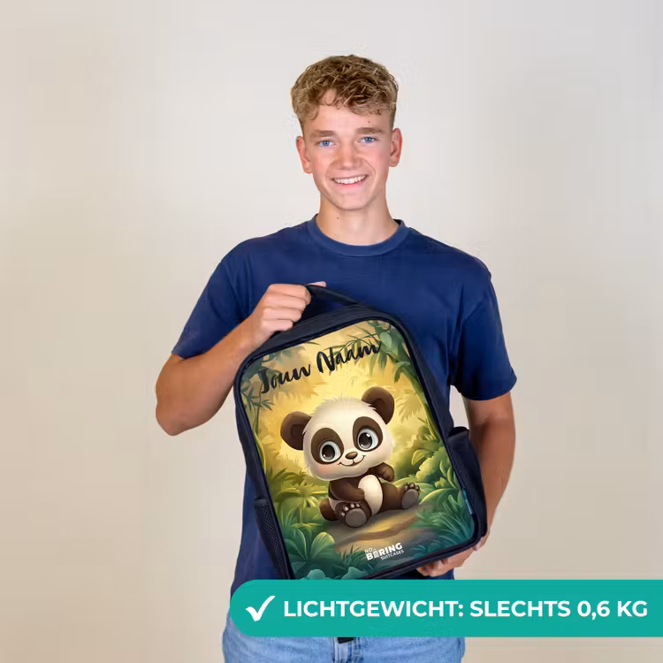 Kinderrugzak met naam - Zwart - Panda - Bamboebos - Groen β 2