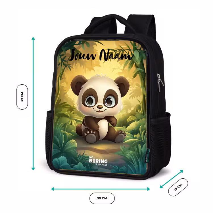 Kinderrugzak met naam - Zwart - Panda - Bamboebos - Groen β 5