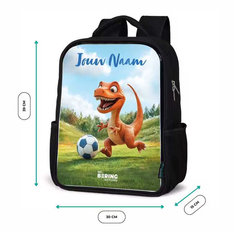 Kinderrugzak met naam - Zwart - Voetbal - Dino - Sport — 5