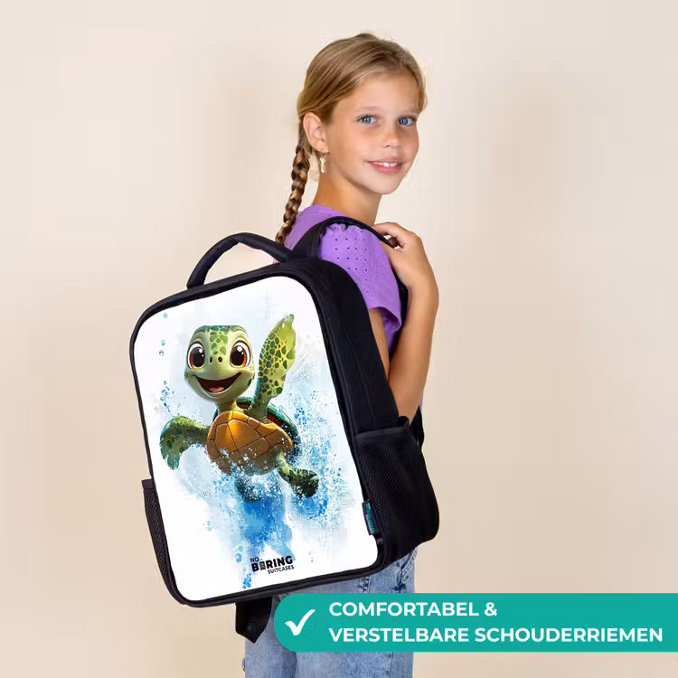 Kinderrugzak - Zwart - Schildpad - Water - Groen — 3