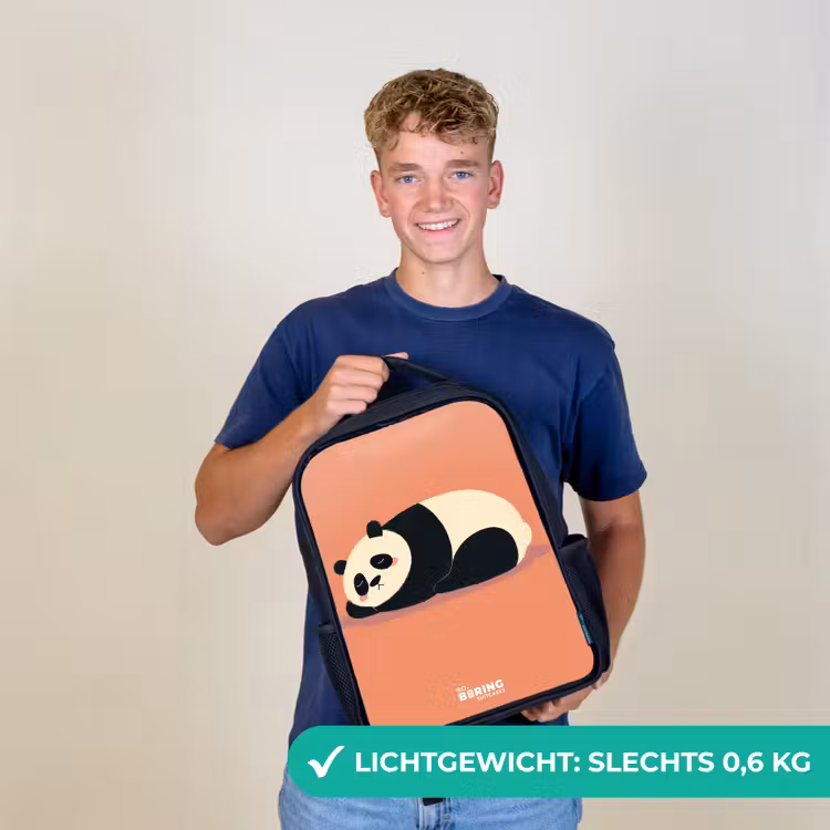 Kinderrugzak - Zwart - Panda - Slapen - Oranje — 2