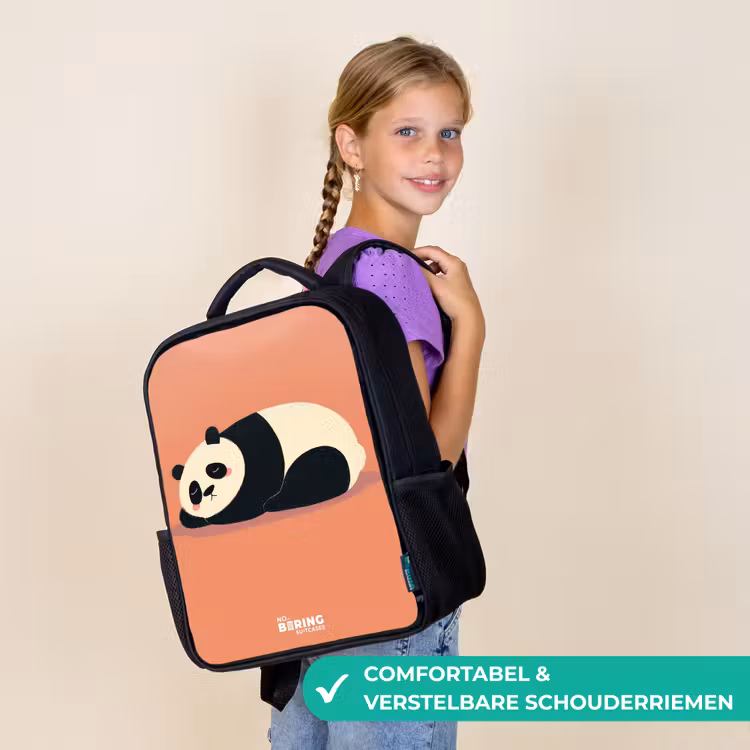 Kinderrugzak - Zwart - Panda - Slapen - Oranje — 3