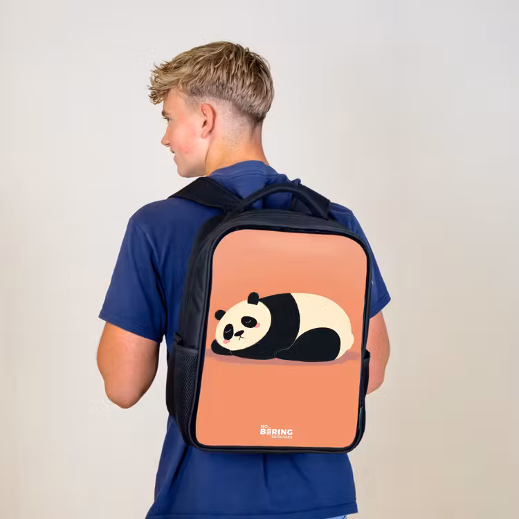 Kinderrugzak - Zwart - Panda - Slapen - Oranje — 6