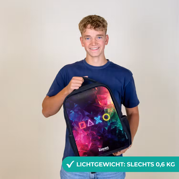 Kinderrugzak - Zwart - Controller - Symbolen - Neon — 2