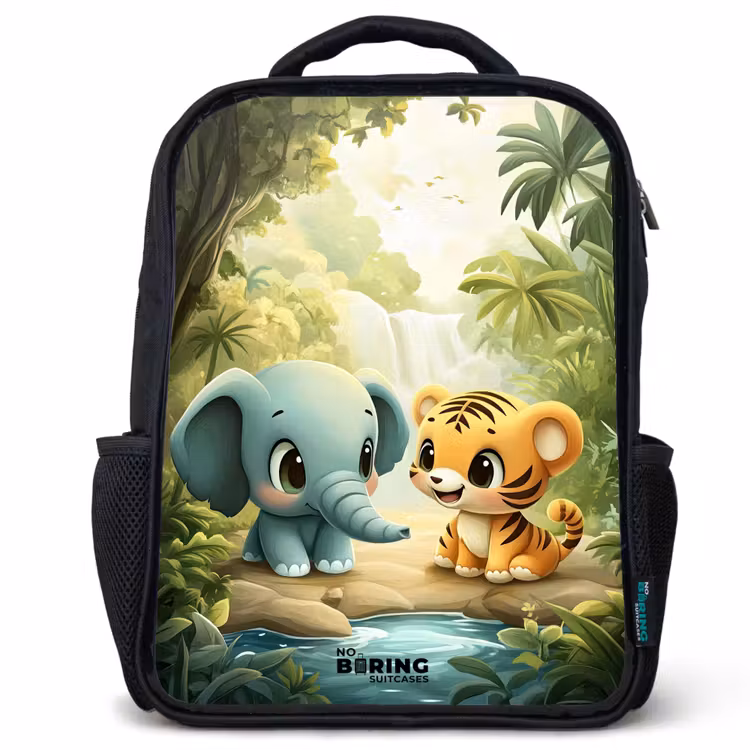 Kinderrugzak - Zwart - Olifant - Tijger - Bos - Jungle — 1