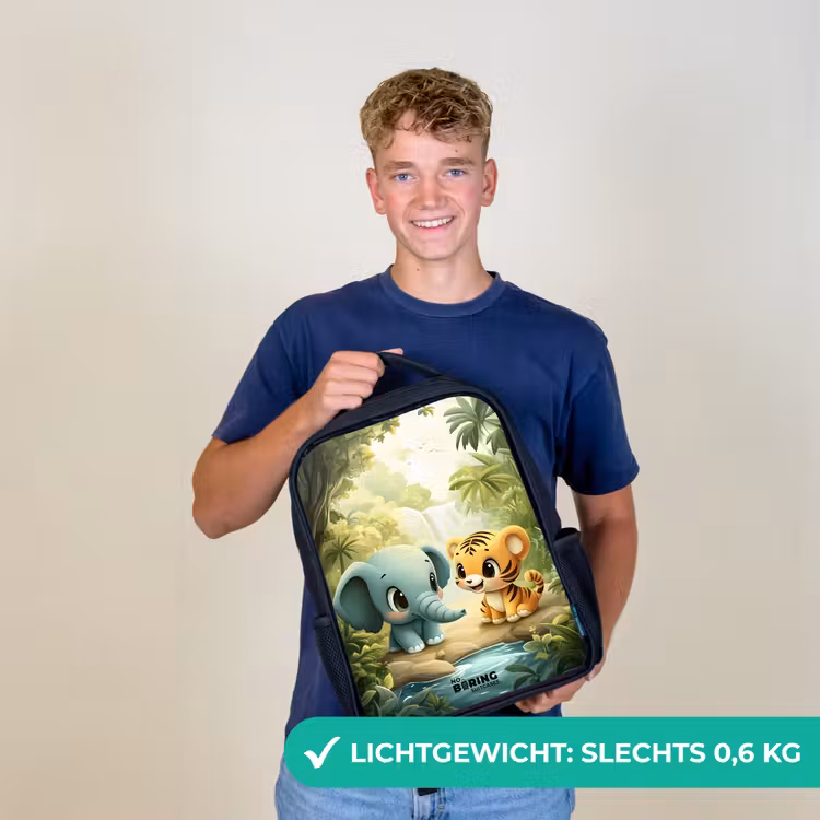 Kinderrugzak - Zwart - Olifant - Tijger - Bos - Jungle — 2