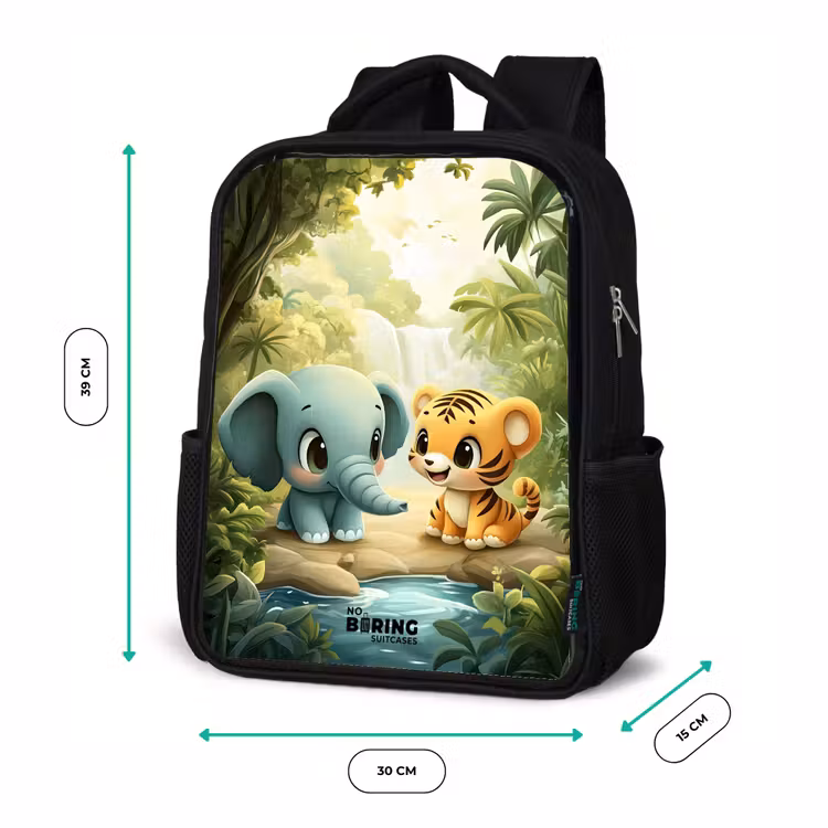 Kinderrugzak - Zwart - Olifant - Tijger - Bos - Jungle — 5