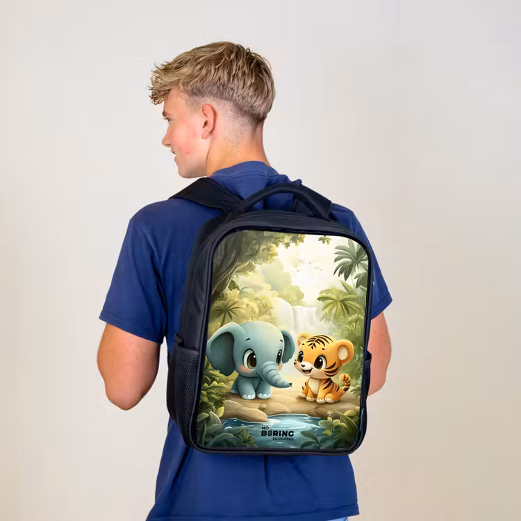 Kinderrugzak - Zwart - Olifant - Tijger - Bos - Jungle — 6